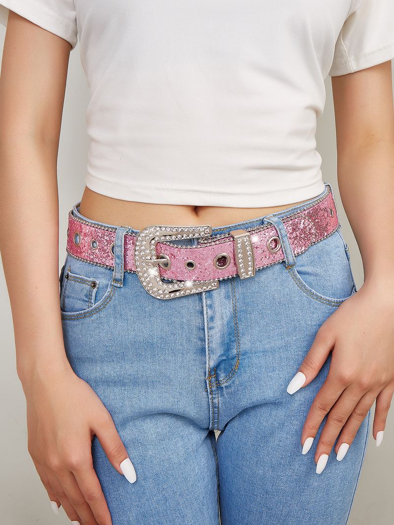 Nouvelle ceinture européenne et américaine pour filles sexy, mode féminine, style tendance et brillant, boucle diamant occidentale Y2K, ceinture large, chaîne de taille_voghion.com