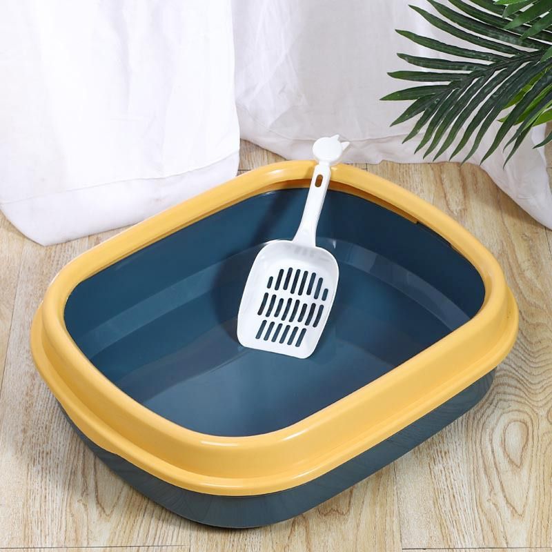 Grande scatola semichiusa anti-schizzi in plastica per lettiera, forniture per animali domestici, toilette per gatti_voghion.com