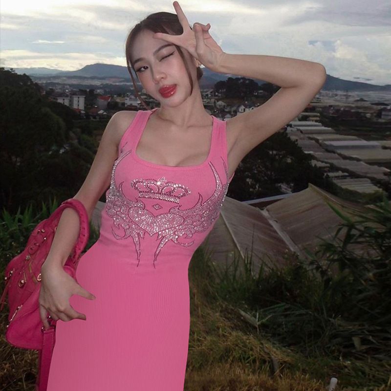 European and American clothing 2024 spring new product fashionable spicy girl hot dia slim fit sleeveless hip hing dress_voghion.com