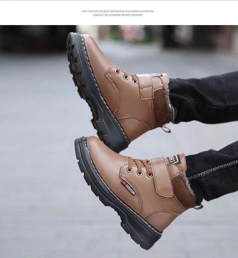 Scarpe per bambini, scarpe di cotone, scarpe da ragazzo, stivali invernali in velluto, spessi e caldi, nuovi stivali da neve Martin, grandi, in cotone e pelle, impermeabili_voghion.com