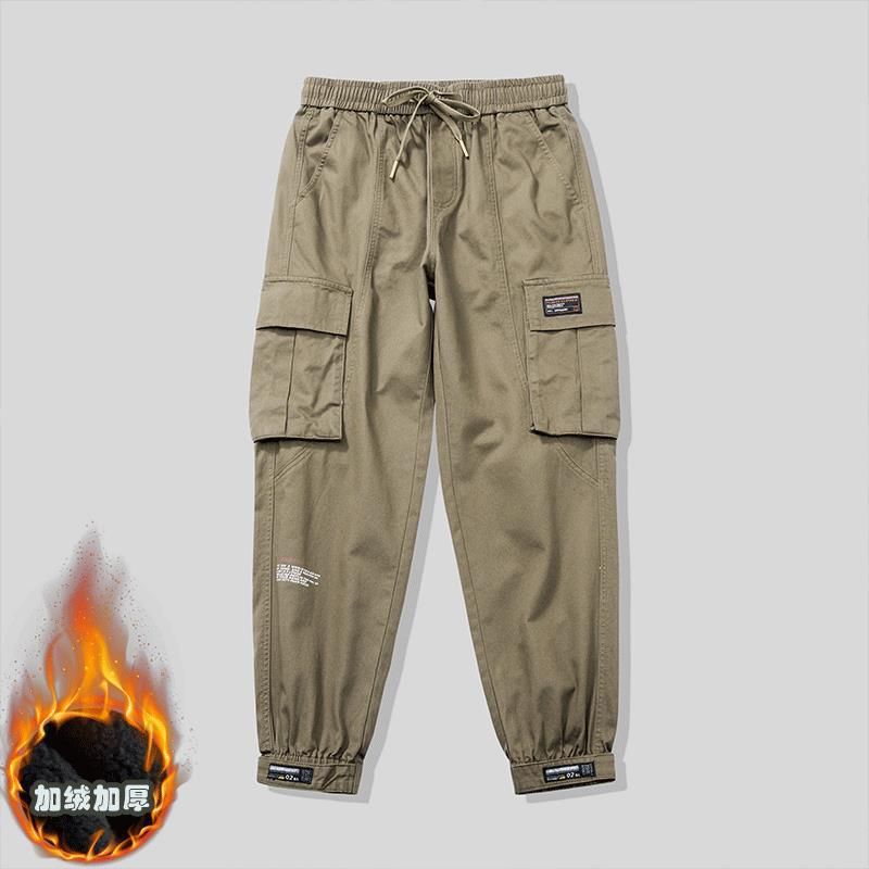 Pantalon cargo ample et décontracté pour homme, grande taille, avec velcro, style américain, idéal pour la randonnée, l'automne et l'hiver_voghion.com