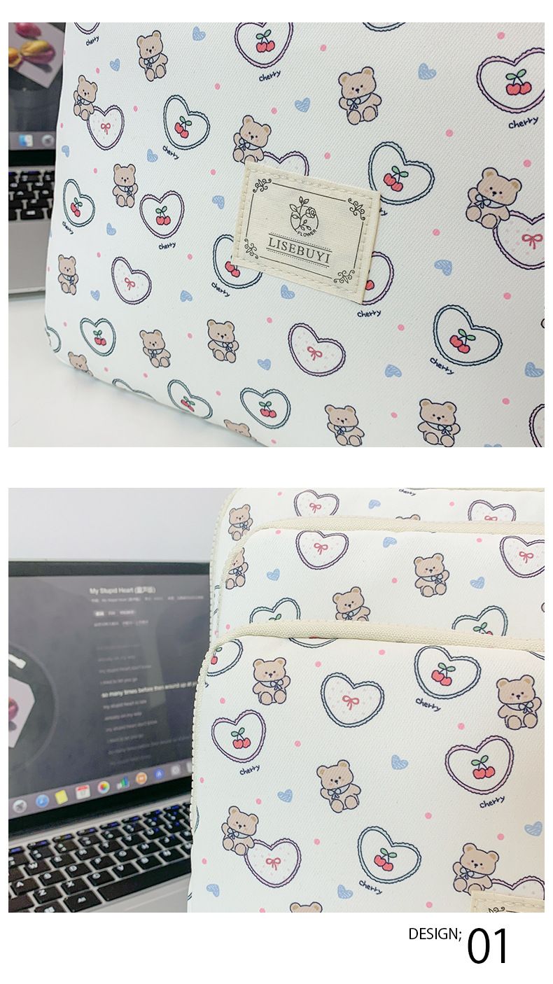 Tablet Computer Bag Liner Bag New Print Bear 11/13 14 Inch Notebook Storage Bag Female_voghion.com