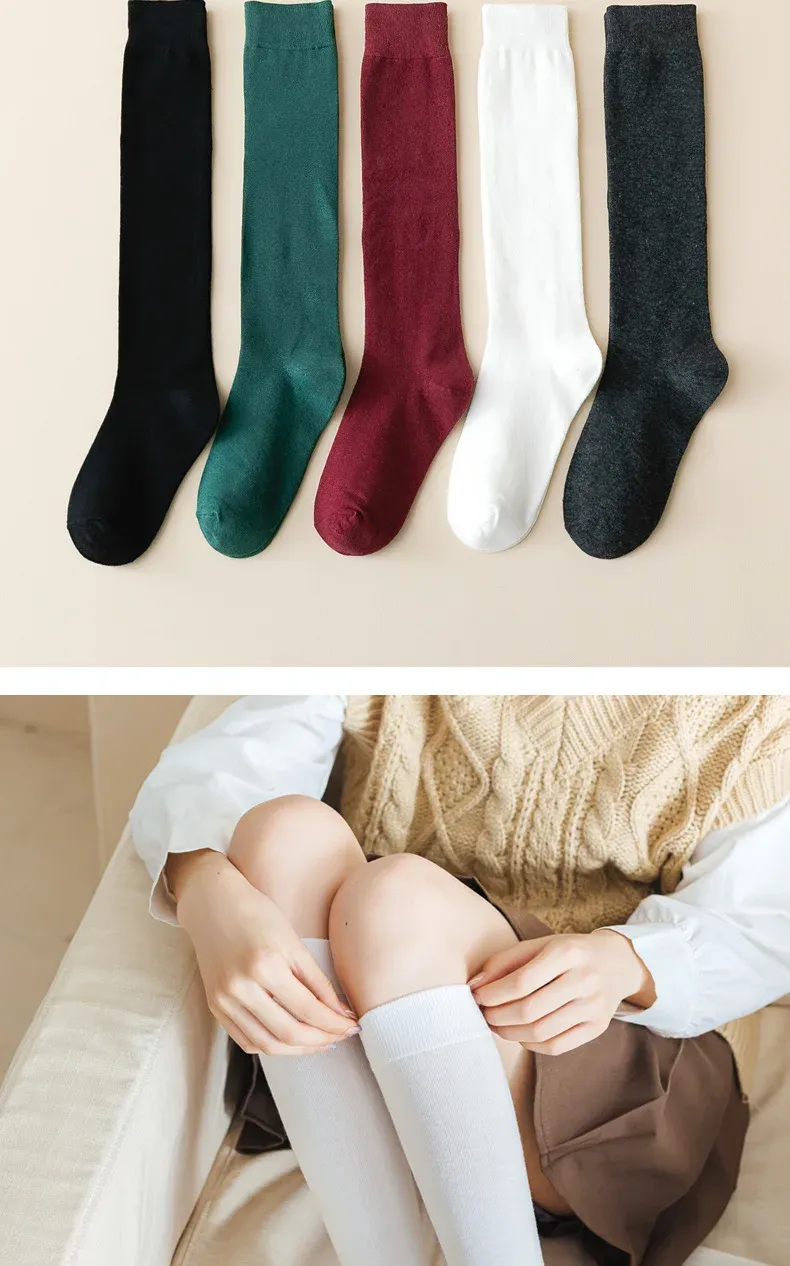 Girls Cotton Long Women Spring Autumn Thigh High Ladies Stockings Fashion School Uniform Socks_voghion.com