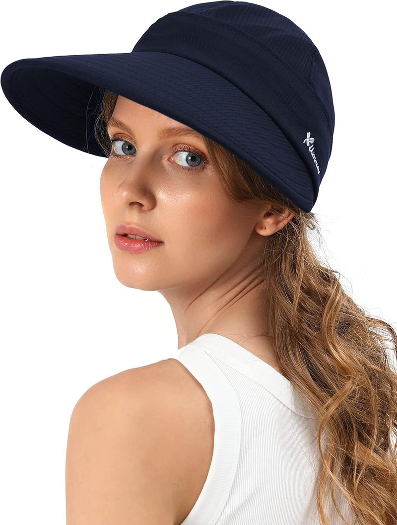 Sun Hats For Womens Wide Brim Visor UV Protection Dual Purpose Hat For Beach Summer Packable Cap_voghion.com