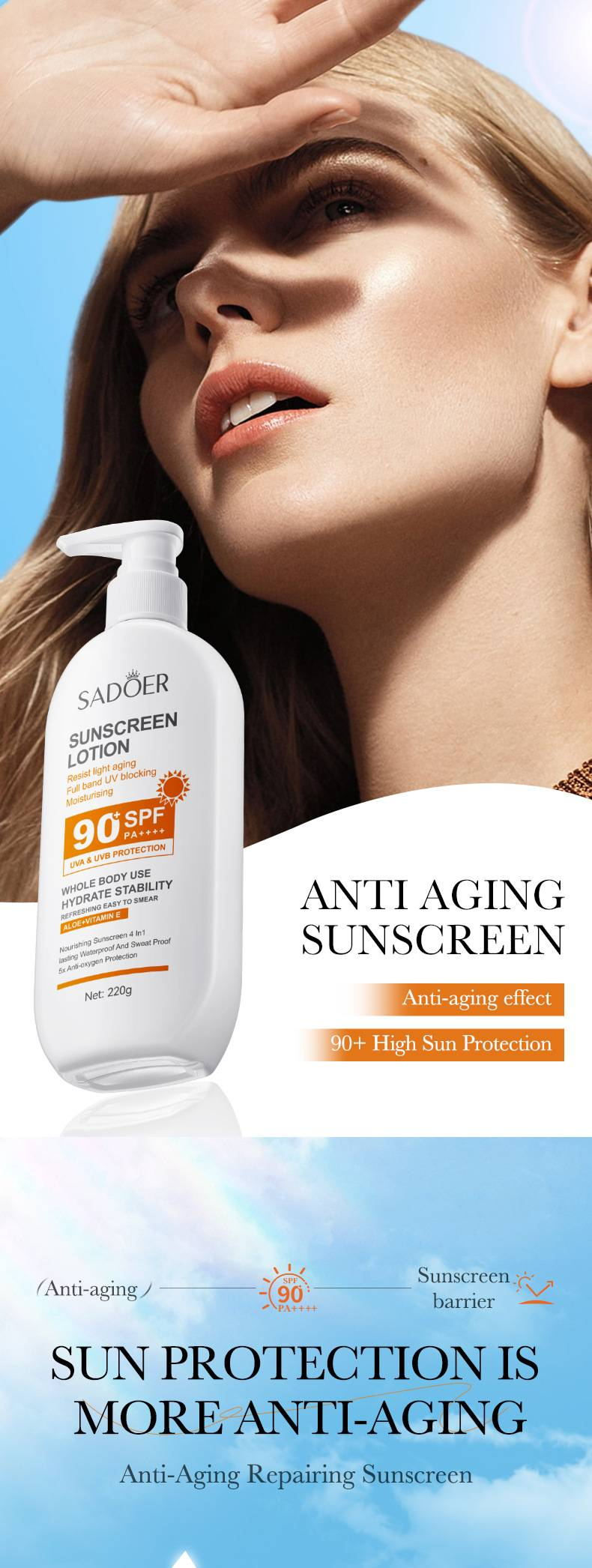 Anti-aging solcreme til kroppen Forfriskende UV-beskyttende solcreme_voghion.com