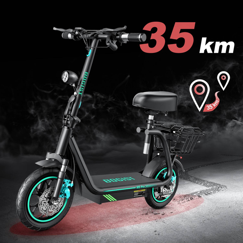 Monopattino elettrico BOGIST M5 Pro 500W, pneumatico da 12 pollici, batteria da 48 V 13 Ah, con sedile e portapacchi_voghion.com