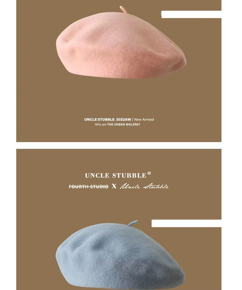 Unisex Wool beret not easy to pilling solid color retro painter hat for girls_voghion.com