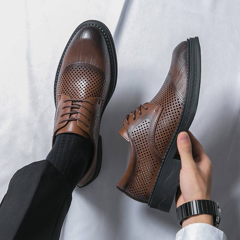 Leather Shoes Men Formal Fashionable Men'S Banquet Business Pointed Toe Low Top Leather Casual Soft Men'S Winter Cotton Shoes_voghion.com