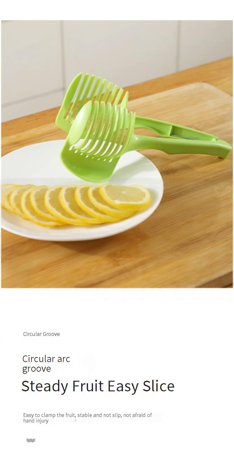 Affettatrice multi-frutta con manico - Tagliapasta in plastica per pomodori, patate e limoni (utensile da cucina 3 in 1 per affettare velocemente, lavabile in lavastoviglie, senza BPA)_voghion.com