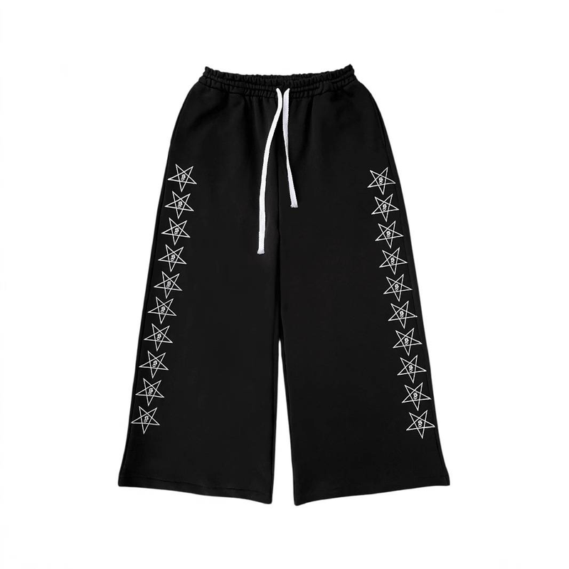 Pantaloni della tuta con stampa a stelle retrò per uomo e donna - Joggers casual hip hop con elastico in vita (neri, dalla S alla 4XL)_voghion.com