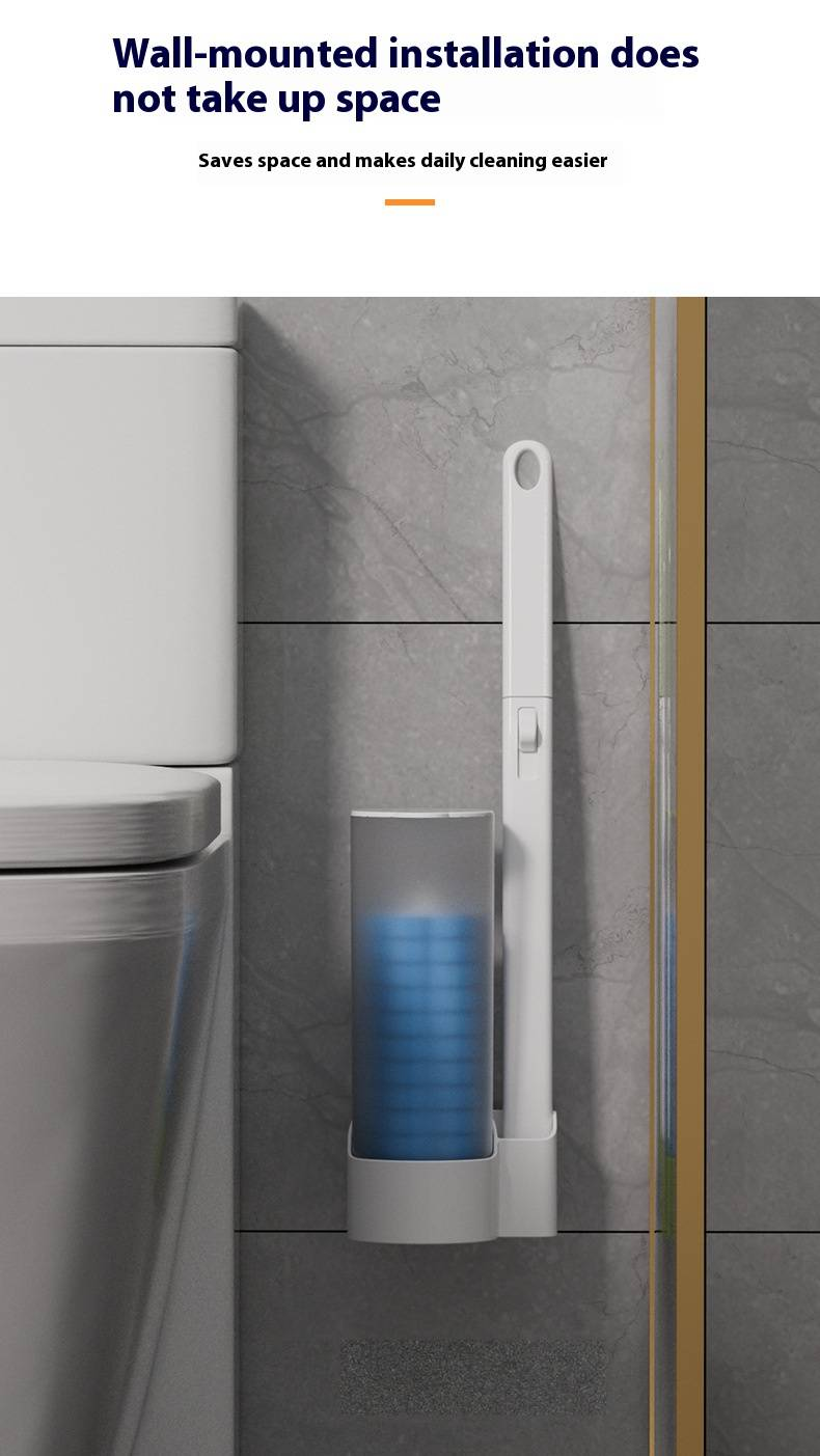 Disposable Toilet Brush Set With 6 Replaceable Heads, Compact & Hygienic Bathroom Cleaning Tool For Home & Travel_voghion.com