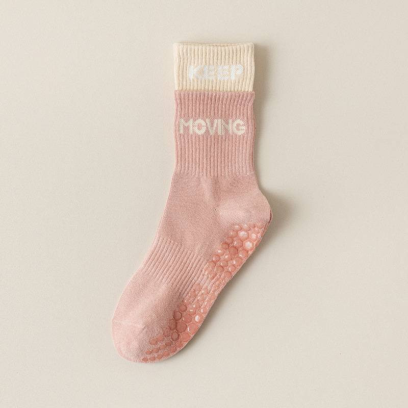 Calzini antiscivolo da yoga per donna - Calzini alla caviglia traspiranti in misto cotone con cuscinetti antiscivolo per Pilates, Barre e allenamenti in palestra (5 set di colori)_voghion.com