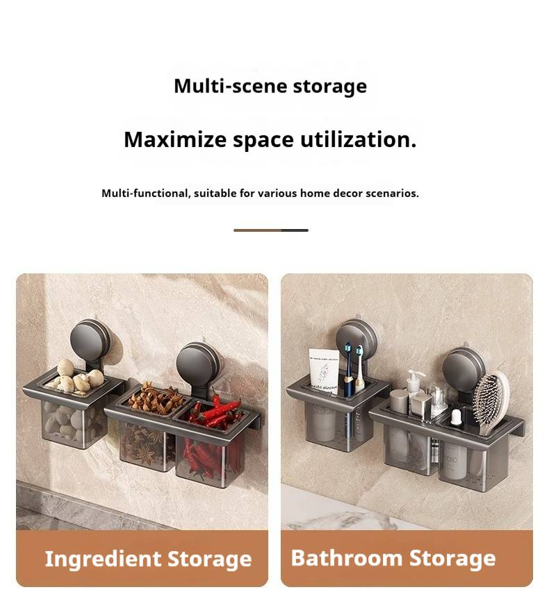 Bathroom Suction Cup Rack Toothbrush Toothpaste Comb Storage Box Wash Basin Cosmetic Pen Storage Tube Vacuum Suction Cup_voghion.com