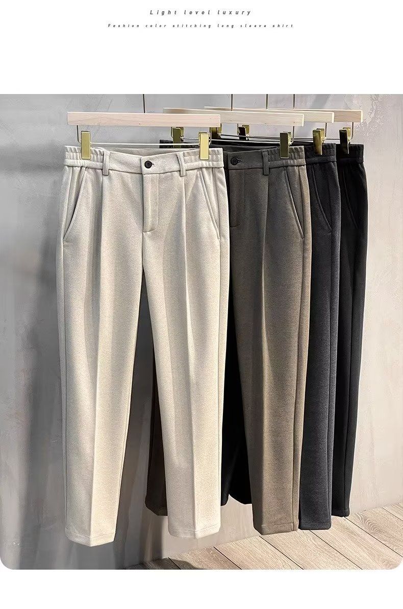 Yün Pantolon Erkek İlkbahar Ve Sonbahar Düz Dokuz Noktalı İnce Kesim Üst Sınıf Pantolon İş Gündelik Pantolon Erkek Pantolon Sonbahar Ve Kış_voghion.com