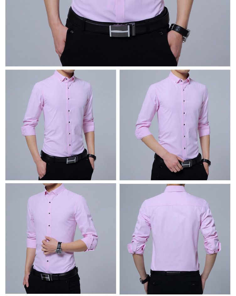 Men's Clothing Men's Long Sleeve Shirt Business Professional White Shirt Men's Shirt Diamond Button Solid Color Shirt Casual Men's Wear_voghion.com