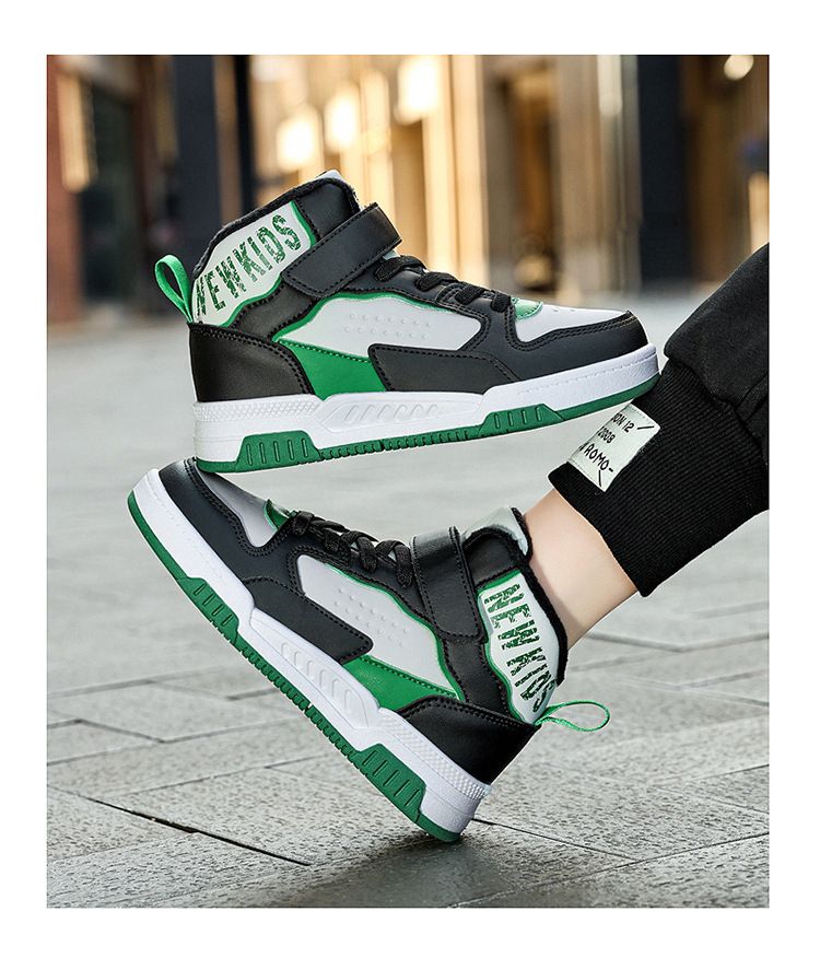 Scarpe per bambini, scarpe da ginnastica alte per bambini, per ragazzi, 2024, nuove, invernali, più velluto e cotone, calde per ragazze, scarpe casual per bambini di media e grande taglia_voghion.com