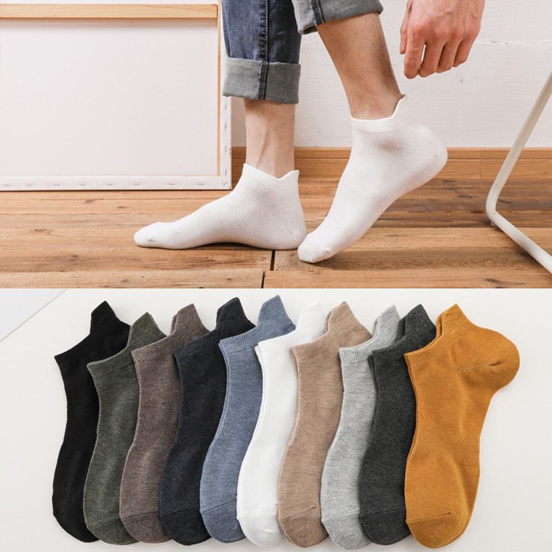2025d Men's Spring Summer Thin Deodorant Mid-Calf Sweat-Absorbing Low-Cut Breathable Boat Socks Trendy Short Tube Heel_voghion.com
