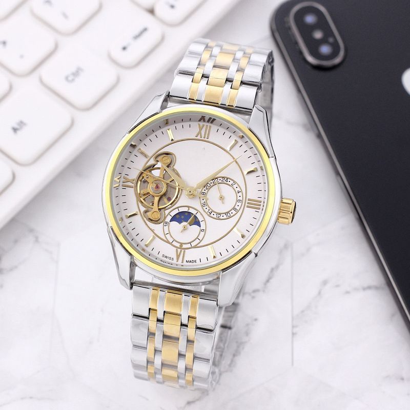 Oujia totalmente automático multifuncional mecânico seis agulhas aço relógio de moda masculino pequeno boné_voghion.com