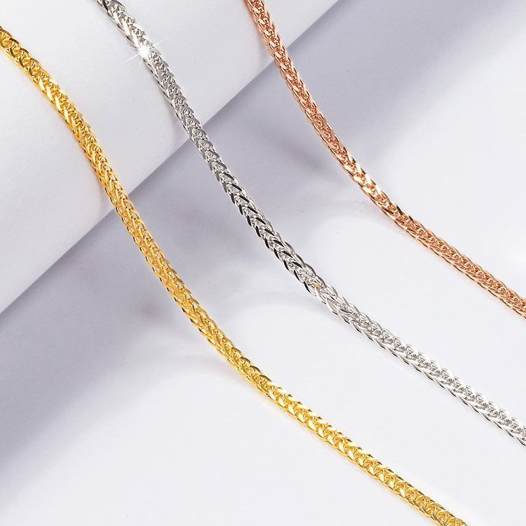 S Pure Silver Carved Chopard Chain For Women, Ins Simple Versatile Shiny Lucky Cuban Necklace_voghion.com