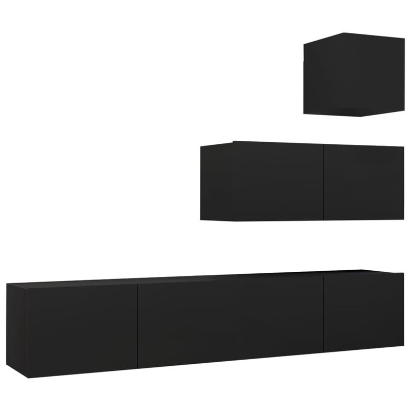 4-tlg. TV-Schrank-Set Schwarz Holzwerkstoff_voghion.com