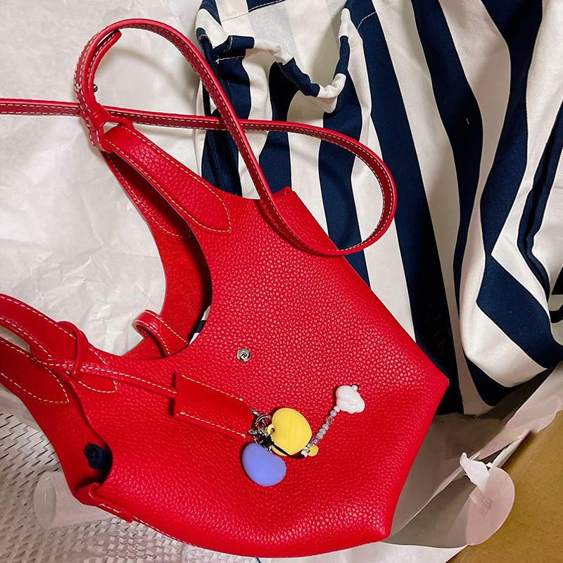 2025 New Litchi Texture Dopamine Colorful Basket Commuter Versatile Bucket Handheld Crossbody Bag For Women_voghion.com