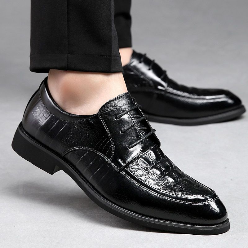 Suitable For All Seasons 2025 Autumn Cowhide Korean Style Small Size 36 Men's Pointed Breathable Business Formal Leather Shoes_voghion.com