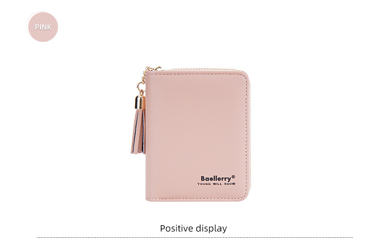 Baellerry neue kurze Geldbörse für Damen mit mehreren Kartenfächern, Akkordeon-Kartenhalter, Quaste, Reißverschluss, Münzgeldbörse für Damen_voghion.com