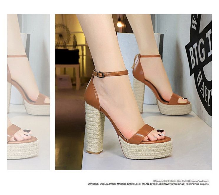 Women's Retro Braided Open-Toe High Heel Sandals With Platform And Ankle Strap - Comfortable & Stylish Summer Shoes In White, Black, Brown_voghion.com