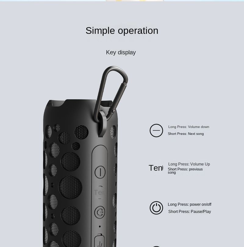 Outdoor Portable Wireless Bluetooth Speaker with Bluetooth Headset and Cool Ambience Light_voghion.com