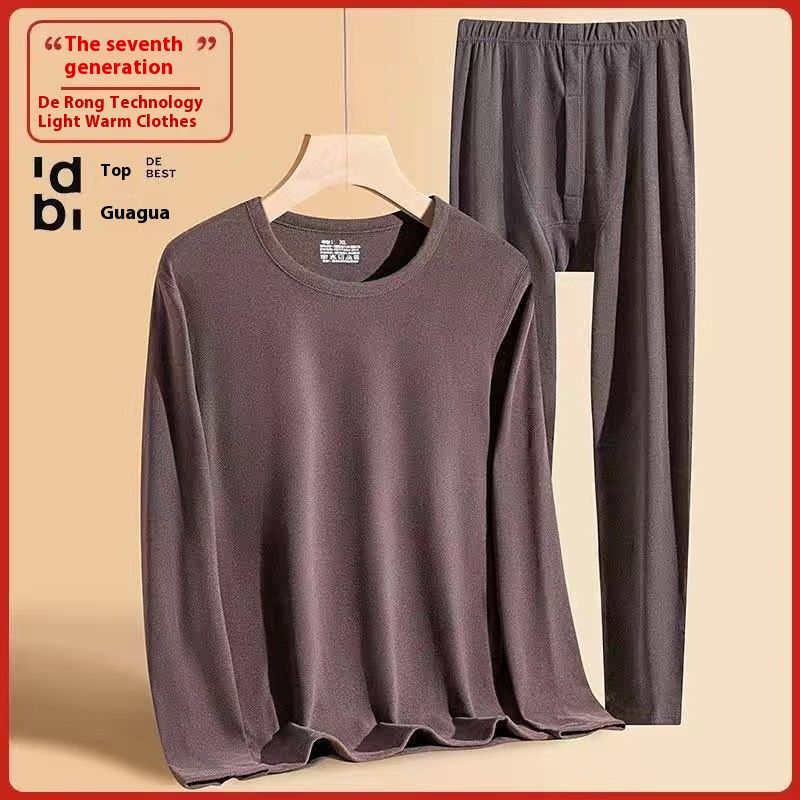 Self heating double-sided German and winter thermal underwear men's set with thick velvet clothes autumn pants 1/2 piece_voghion.com