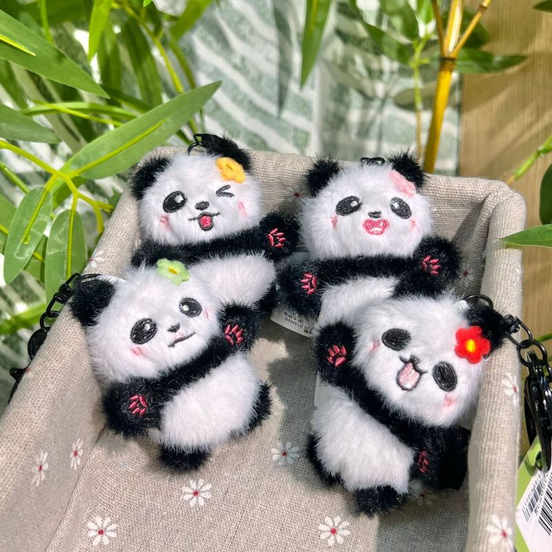 Cute Mini Keychain Backpack Small Exquisite Adorable Expression Flower Panda Pendant_voghion.com