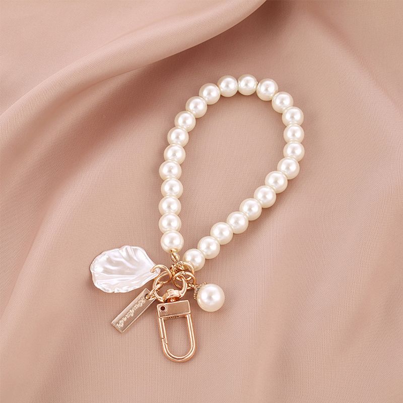 Cute Pearl Keychain For Women Girls Shiny Pearl Bead Shell Phone Bag Backpack Charm Accessory Car Key Key Chain Pendant_voghion.com