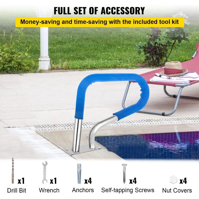 Pool 304 Steel Silver Pool Handrail Rustproof Rail Swimming Load 30x22 Stainless Capacity Pool 250LBS H Pool Humanized Railing_voghion.com