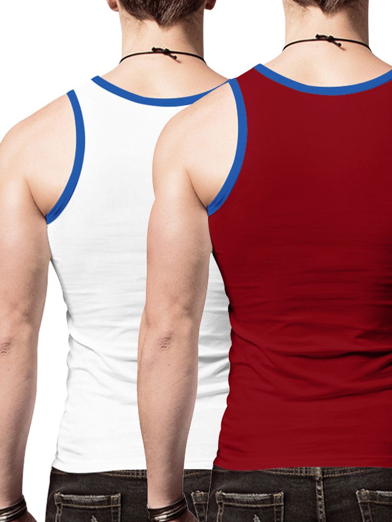 24 Cross-border Summer Men's Vest Ice Silk Solid Color New Sleeveless Breathable Tight Casual Sports Vest 2-piece Set_voghion.com