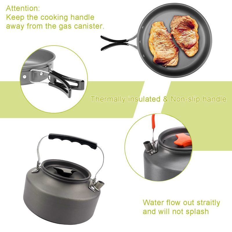Outdoor Products Outdoor Cookware 2-3 People Camping Pot Set Folding Set Pot Teapot Combination_voghion.com
