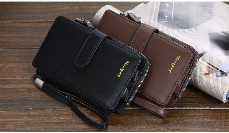 Portafoglio Baellerry da uomo, lungo, multifunzionale, borsa per cellulare, retrò, con cerniera, fibbia, all'ingrosso_voghion.com