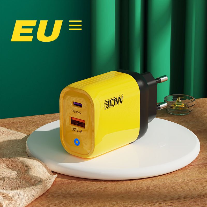 syct 30W Super Charger z pełnym protokołem TYPE-C+USB Standard UK PD+USB Szybkie ładowanie_voghion.com