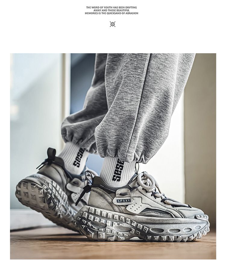 Men’s Shoes mesh breathable sports casual shoes non slip height increasing student personality dad shoes trendy shoes_voghion.com