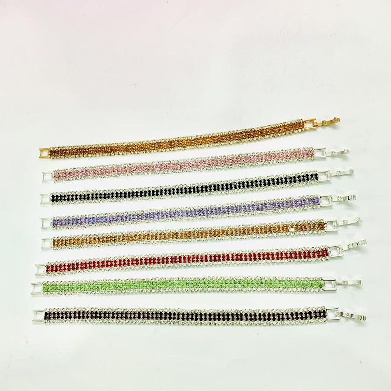 Pulsera de cristal romano de lujo de colores variados para mujer, cadena de garras de diamantes dorada, venta al por mayor._voghion.com