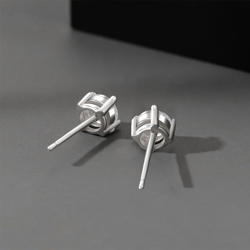Sterling sier glitter diamond Instagram trendy and stylish temperament minimalist bone studs for men's stacked ear hole_voghion.com