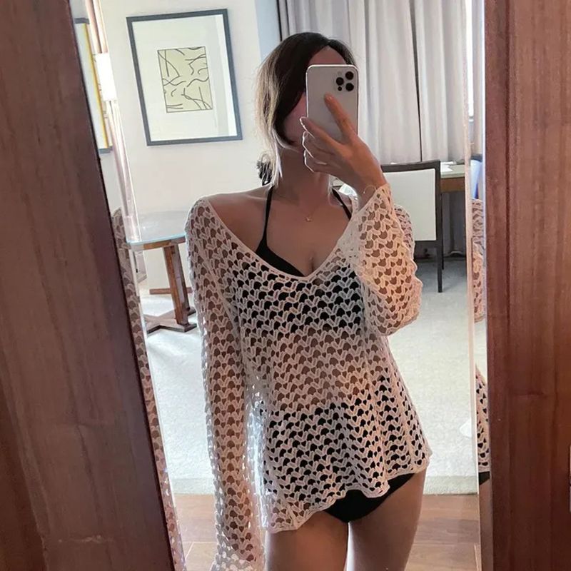 Maillot de bain cache-maillot de bain pour vacances européennes et américaines, pull ample, jupe de plage mi-longue, soleil_voghion.com