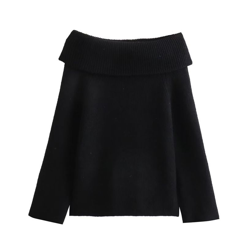 Maglione oversize da donna in maglia - Maglia girocollo a coste morbide a maniche lunghe - Pullover casual da strada (nero, rosso, grigio, crema)_voghion.com