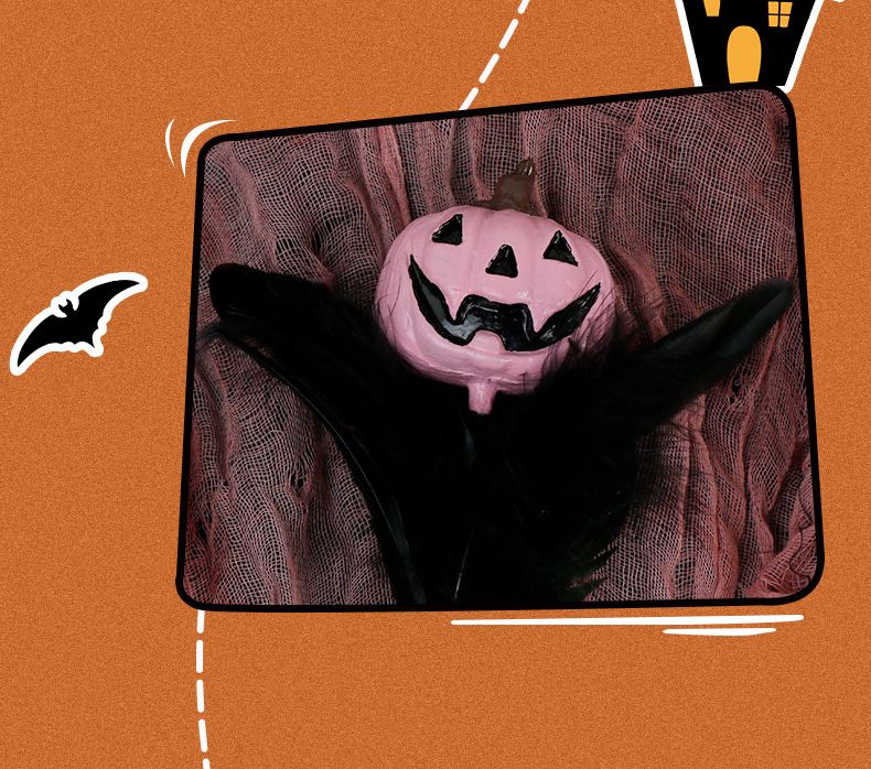 Decorazioni creative di Halloween - Bouquet di fiori con gambo a forma di teschio di zucca e piume per feste in casa_voghion.com