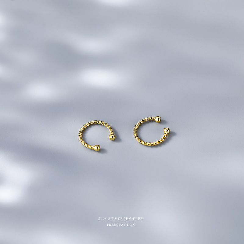 Bracciale intrecciato in argento Yun Xiaoshu S per donna, clip per osso coreano non forato, stile Ins, orecchini piccoli eleganti e semplici_voghion.com