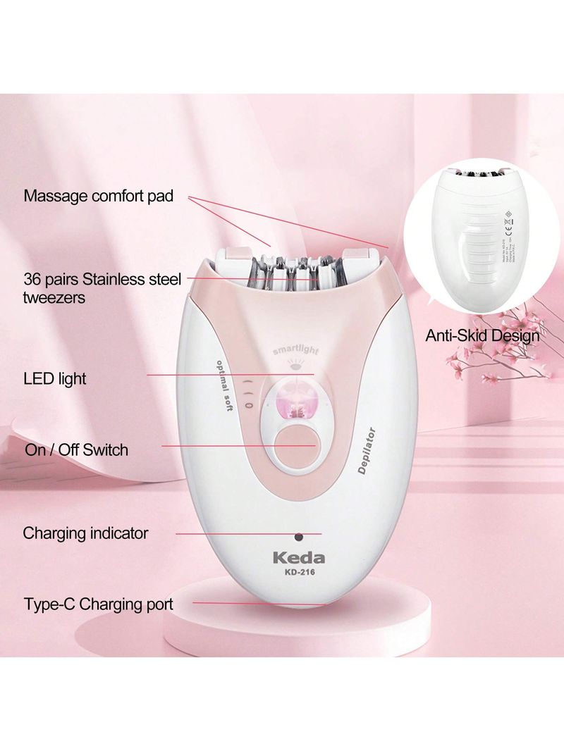 1pc Women's Underarm Hair Removal Device, Epilator For Women, Womens Shaver & Trimmer, Cordless, Rechargeable_voghion.com