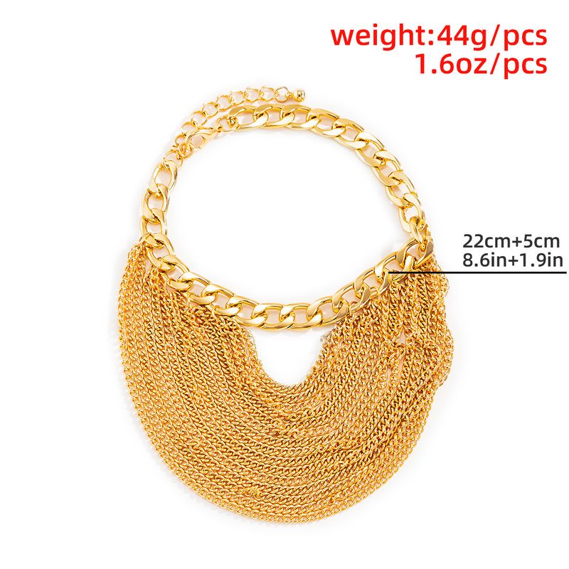 Temperament Multi-layer Fringed Hip-hop Anklet Female Exaggerated Personality Geometric Metal Chain Shoe Chain_voghion.com