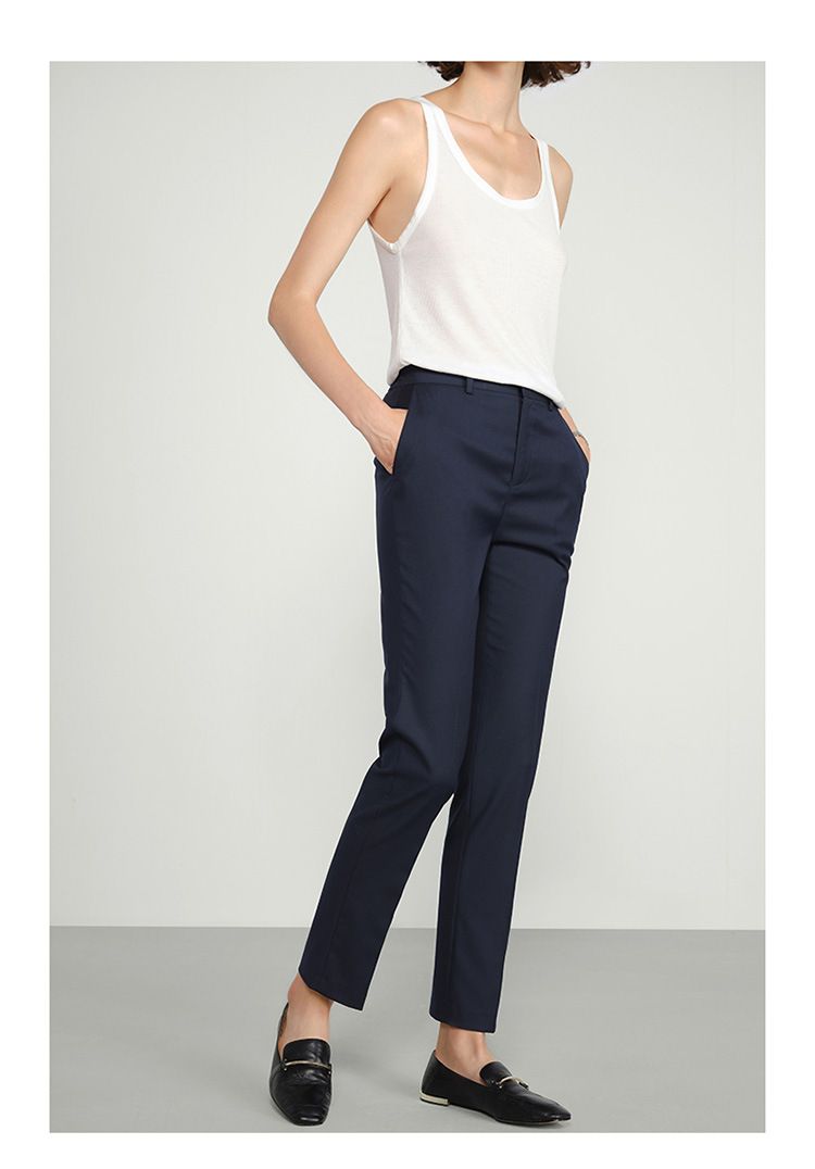Women's Straight Leg Dress Pants - Mid Rise Office Trousers With Stretch, High Waist Professional Work Pants, Flowy Wide Leg Pants For Business Casual_voghion.com