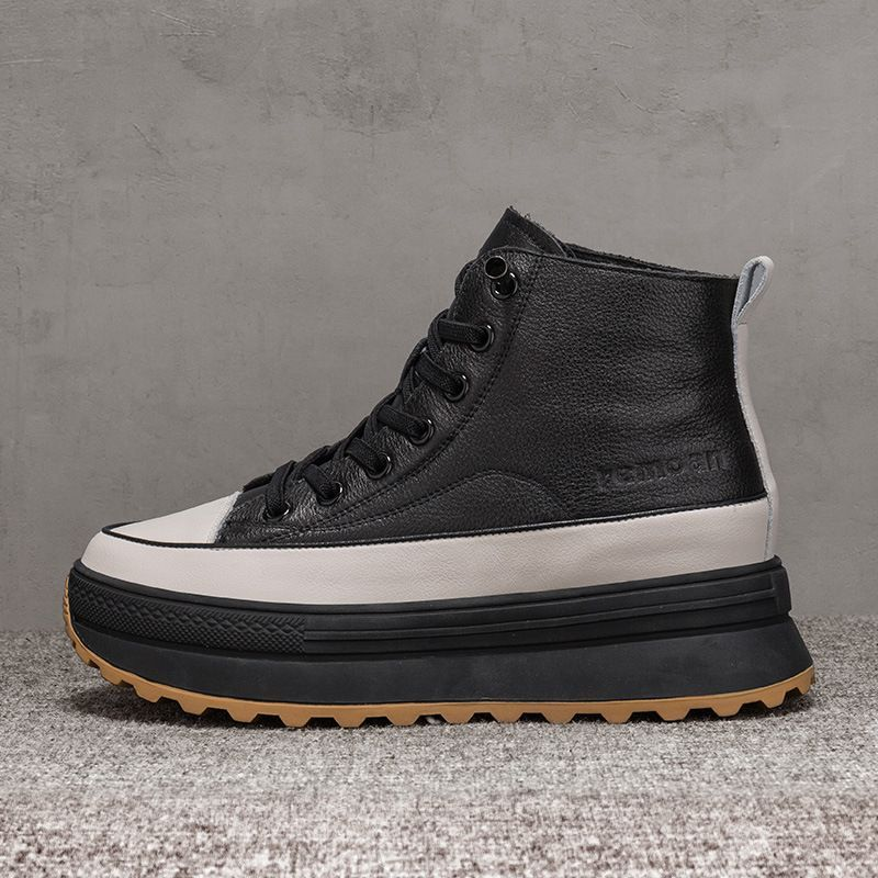 Genuine Leather Martin Women S Platform Shoes New Style Versatile Slimming Short Boots_voghion.com