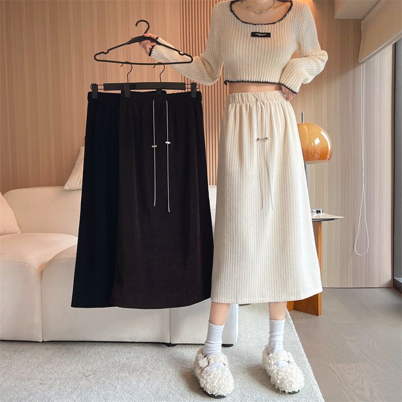 ChicShe 2024 Spring And Autumn New Thin Style Plus Size Loose Slimming High Waist With Slit Straight A-Line Skirt_voghion.com