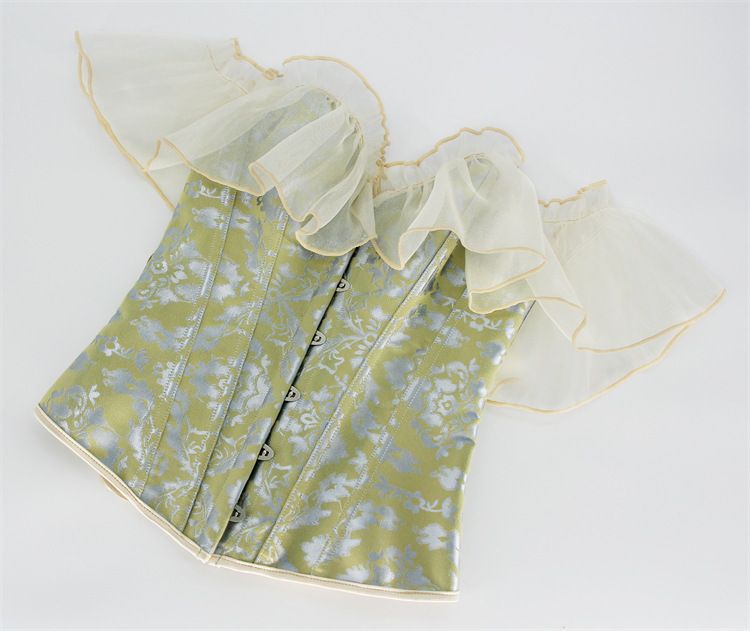 jacquard with satin lace tube top corset for palace ladies herringbone one-shoulder body shaping garments_voghion.com